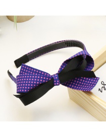 Lovely Navy Bowknot Decorated Color Matching Hair Hoop
