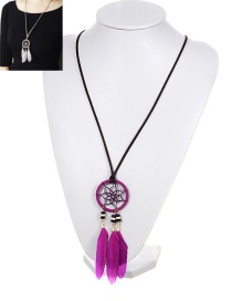 Bohemia Purple Feather Pendant Decorated Necklace