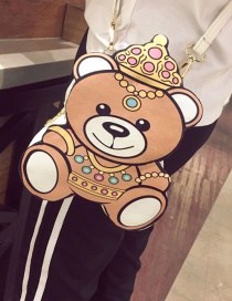Lovely Brown Bear Pattern Decorated Simple Shoulder Bag