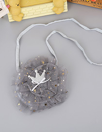 Lovely Gray Crown Decorated Pure Color Shoulder Bag