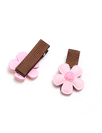 Sweet Pink Flowers Decorated Pure Color Hairpin(2pcs)