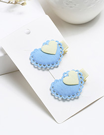 Sweet Light Blue Heart Shape Decorated Pure Color Hairpin(2pcs)