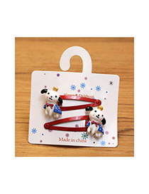Fashion Red+white Little Dogs Decorated Color Matching Hairpin(2pcs)
