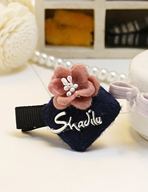Fashion Navy Flower&letter Decorated Simple Hairpin