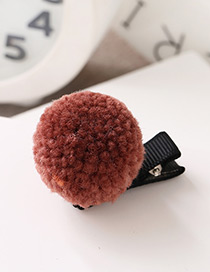 Fashion Coffee Fuzzy Ball Decorated Pure Color Hairpin