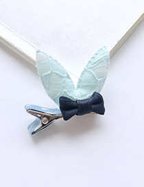 Fashion Light Blue Rabbit Ears Decorated Color Matching Hairpin