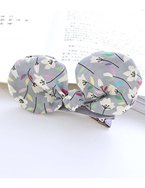 Fashion Gray Flower Pattern Decorated Bowknot Design Hairpin