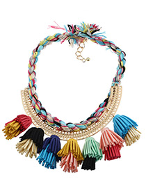 Fashion Multi-color Tassel Decorated Color Matching Simple Necklace