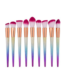 Trendy Multi-color Cone Shape Decorated Color Matching Makeup Brush(9pcs)