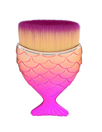 Trendy Gold Color+plum Red Color Matching Decorated Simple Mermaid Makeup Brush