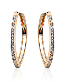 Fashion Gold Color Diamond Decorated Pure Color Simple Earrings