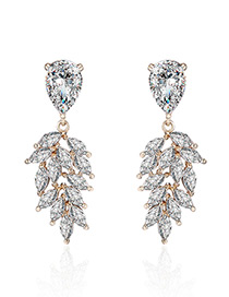 Fashion Gold Color Water Drop Diamond Decorated Pure Color Earrings