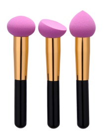 Fashion Purple Color Matching Decorated Puff Makeup Brush(3pcs)