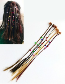 Fashion Multi-color Bead Decorated Weave Pure Color Hair Rope