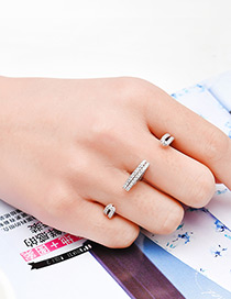 Fashion Silver Color Letter 3 Shape Decorated Pure Color Ring