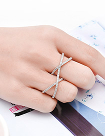 Fashion Silver Color Cross Design Pure Color Simple Ring