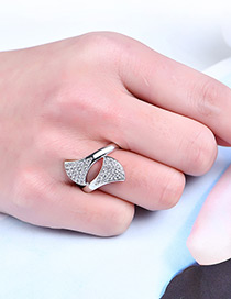 Fashion Silver Color Leaf Shape Decorated Pure Color Ring