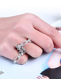 Fashion Silver Color Chains Decorated Pure Color Simple Ring