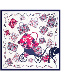 Fashion Navy Carriage&bag Pattern Decorated Simple Scarf