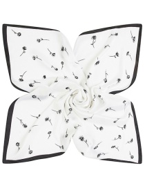 Trendy White Flower Pattern Decorated Pure Color Simple Scarf