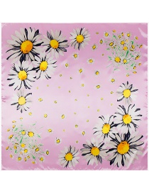 Trendy Multi-color Daisy Pattern Decorated Square Shape Simple Scarf