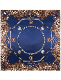 Trendy Navy Leopard Pattern Decorated Square Shape Scarf