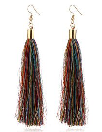 Elegant Multi-color Tassel Deocrated Pure Color Simple Earrings