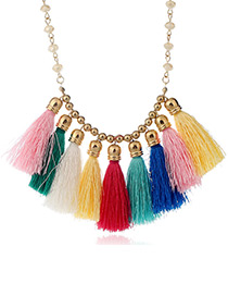Bohemia Multi-color Color-matching Decorated Tassel Necklace