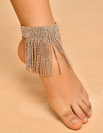 Fashion Gold Color Full Diamond Decorated Tassel Design Anklet(1pc)