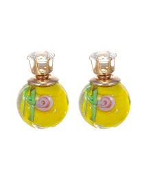 Fashion Yellow Diamond Decorated Simple Round Earrings