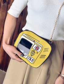 Fashion Yellow Television Pattern Decorated Color Matching Sholder Bag