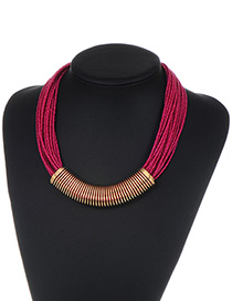 Fashion Purple Bead Decorated Multi-layer Pure Color Necklace