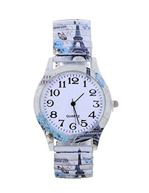 Fashion White Eiffel Tower Pattern Decorated Watch