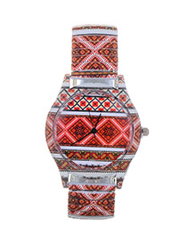 Bohemia Red Printing Flower Decorated Watch