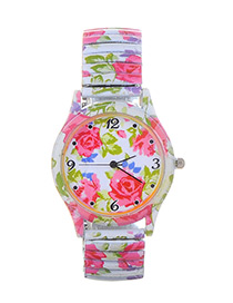 Lovely Pink Flower Shape Pattern Decorated Watch