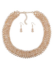 Luxury Champagne Round Shape Decorated Jewelry Sets