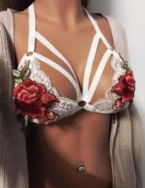 Sexy White Rose Shape Decorated Cross Brassiere