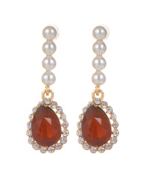 Elegant Red Watershape Diamond Decorated Earrings