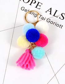 Fashion Multi-color Fuzzy Ball Decorated Pom Key Ring