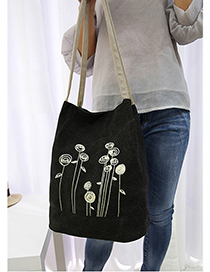 Fashion Black Flower Pattern Decorated Simple Shoulder Bag