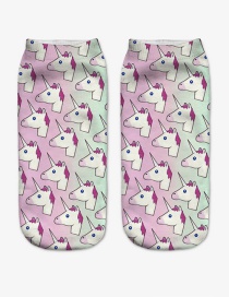 Fashion Multi-color Printing Unicorn Pattern Decorated Color Matching Sock
