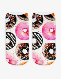 Fashion Multi-color Printing Donuts Pattern Decorated Color Matching Sock