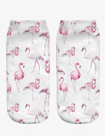 Fashion Multi-color Printing Flamingo Pattern Decorated Color Matching Sock