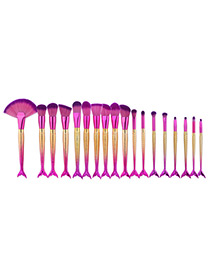 Fashion Pink+gold Color Color Matching Decorated Mermaid Makeup Brush (18pcs)
