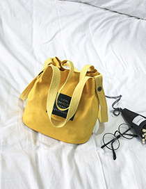 Elegant Yellow Letter Pattern Decorated Pure Color Shoulder Bag