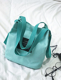 Elegant Green Letter Pattern Decorated Pure Color Shoulder Bag