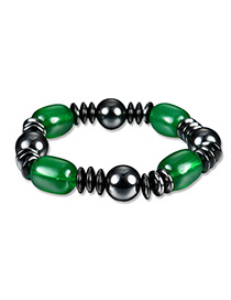 Fashion Green+black Bead Deccorated Color Matching Simple Bracelet