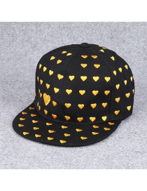Fashion Black+yellow Heart Shape Pattern Decorated Hip-hop Cap