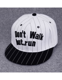 Fashion White +black Letter Pattern Decorated Color Matching Hip-hop Cap
