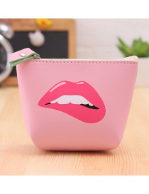 Lovely Pink Lip Pattern Decorated Simple Wallet